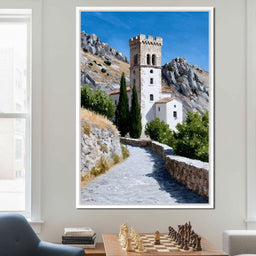 Mediterranean Stone Tower Pathway - NicheCanvas