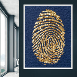 Golden Fingerprint On Navy Paper - NicheCanvas