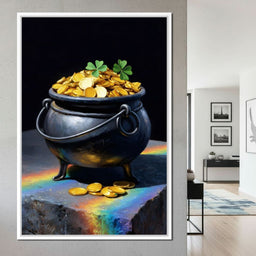 Lucky Clover Gold Cauldron - NicheCanvas