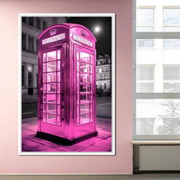Pink Telephone Booth - NicheCanvas