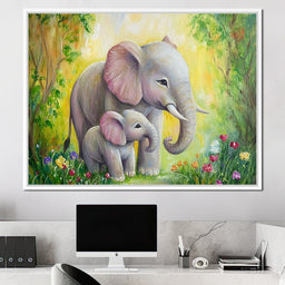 Elephant Stroll Through Blossoms - NicheCanvas