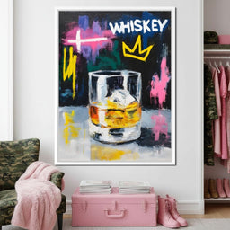 Whiskey Crown Rocks Glass Neon - NicheCanvas