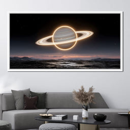 Luminous Saturn Over Alien Sea - NicheCanvas