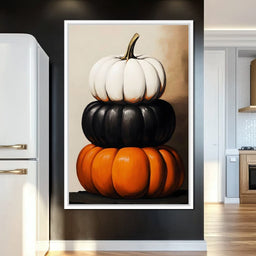 Stacked Pumpkins Harvest Trio - NicheCanvas