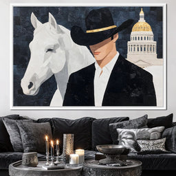 Capitol Cowboy With Noble Steed - NicheCanvas