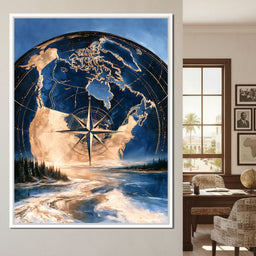 Northern Compass Over Frozen Tundra - NicheCanvas