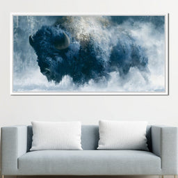 Roaming Buffalo In Cold Winter Plains - NicheCanvas