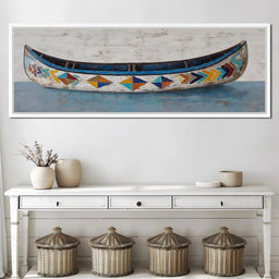 Colorful Coastal Canoe Drift - NicheCanvas
