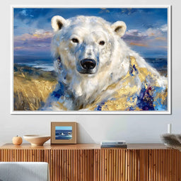 Golden Arctic Polar Bear Portrait - Neal Hackett - NicheCanvas