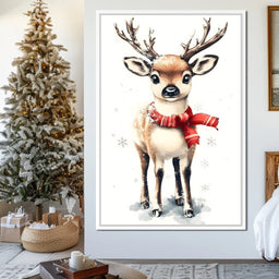 Snowy Baby Reindeer Holiday Charm - NicheCanvas