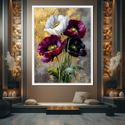 Gilded Poppies Quartet - NicheCanvas