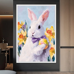 Pastel Easter Bunny With Egg - NicheCanvas