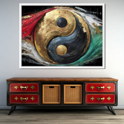 Golden Yin Yang Celestial Balance - NicheCanvas