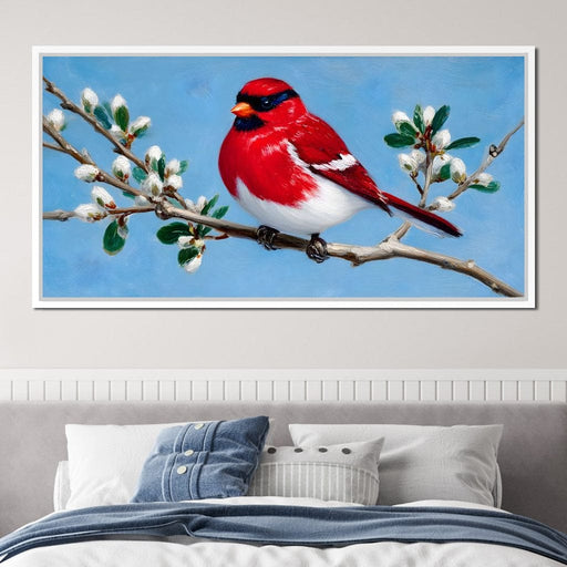 Radiant Bird on Blossoming Twig Canvas Print