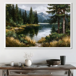 Alpine Pine Lake Reflection - NicheCanvas