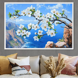 Blossoms Over Ocean Horizon - NicheCanvas