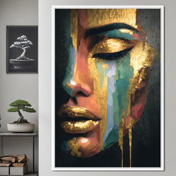 Golden Radiant Abstract Face B - NicheCanvas