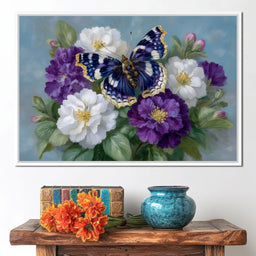 Sapphire Butterfly Bouquet - NicheCanvas