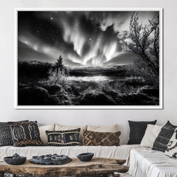 Monochrome Celestial Night's Embrace - NicheCanvas