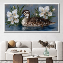 Duck Tranquility Among Petals - NicheCanvas