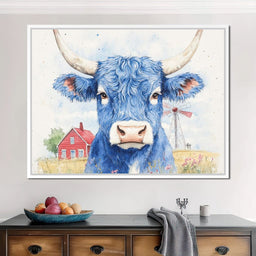 Blue Bovine Countryside Charm - NicheCanvas