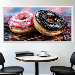 Cosmic Confectionery Over Neon Grids - NicheCanvas