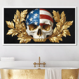 Patriot Skull Gold Laurel Glory - NicheCanvas