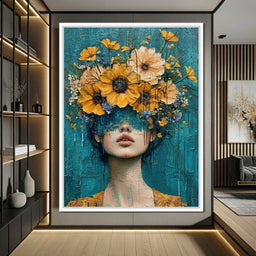 Golden Bloom Silhouette - NicheCanvas