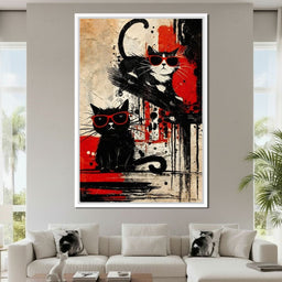 Cool Cats Red Shades Duo - NicheCanvas