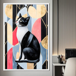 Geometric Feline Elegance - NicheCanvas