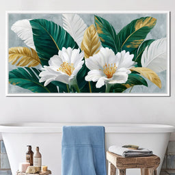 Gilded Tropical White Peony - NicheCanvas