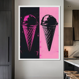 Black Pink Ice Cream Cones - NicheCanvas