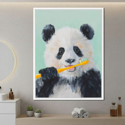 Playful Panda Toothbrush Moment - NicheCanvas