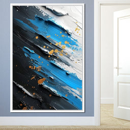 Sapphire Strokes Gold Specks 2 - NicheCanvas