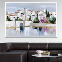 Mediterranean Village Reflection - NicheCanvas
