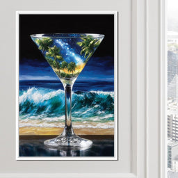 Cosmic Cocktail Island Night - NicheCanvas