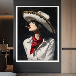Sombrero Smoke Noir Portrait - NicheCanvas
