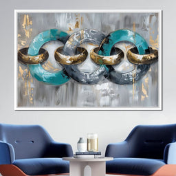 Aqua Gold Swirl Harmony - NicheCanvas