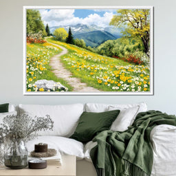 Path Through Floral Meadow - NicheCanvas