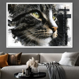 Golden Eyed Cat Portrait - NicheCanvas