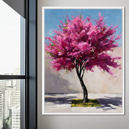 Fuchsia Blossom Tree Courtyard - NicheCanvas