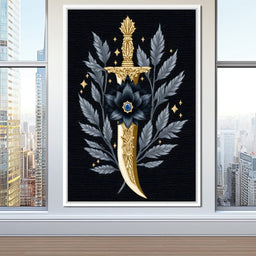 Golden Dagger Midnight Floral - NicheCanvas