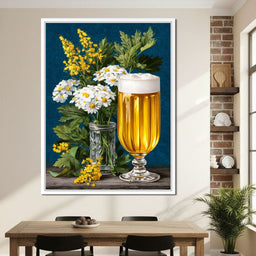 Golden Ale and Garden Daisies - NicheCanvas