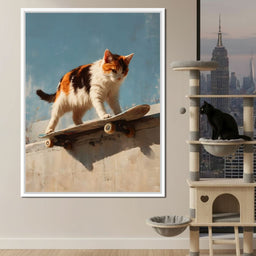 Calico Cat Skateboard Ride - NicheCanvas