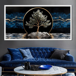 Golden Olive Tree Halo Reflection - NicheCanvas