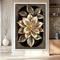 Gilded Petals on Obsidian Fields - NicheCanvas
