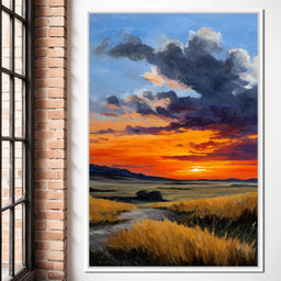 Golden Prairie Sunset Skystorm - NicheCanvas