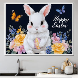 Happy Easter Bunny Watercolor - NicheCanvas