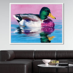 Vivid Mallard Duck Reflections - NicheCanvas
