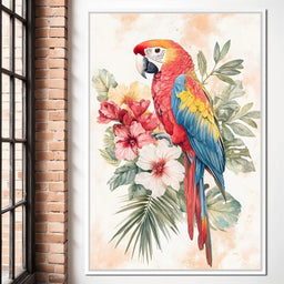 Tropical Parrot Floral Burst - NicheCanvas